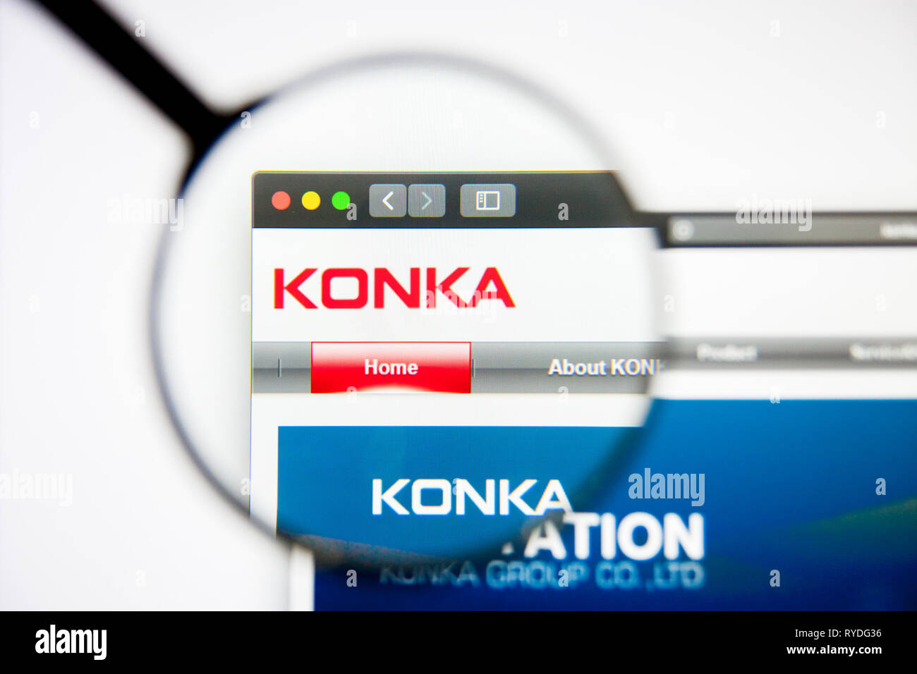 Los Angeles, California, USA - 5 March 2019: Konka Group website homepage. Konka Group logo visible on display screen, Illustrative Editorial Stock Photo