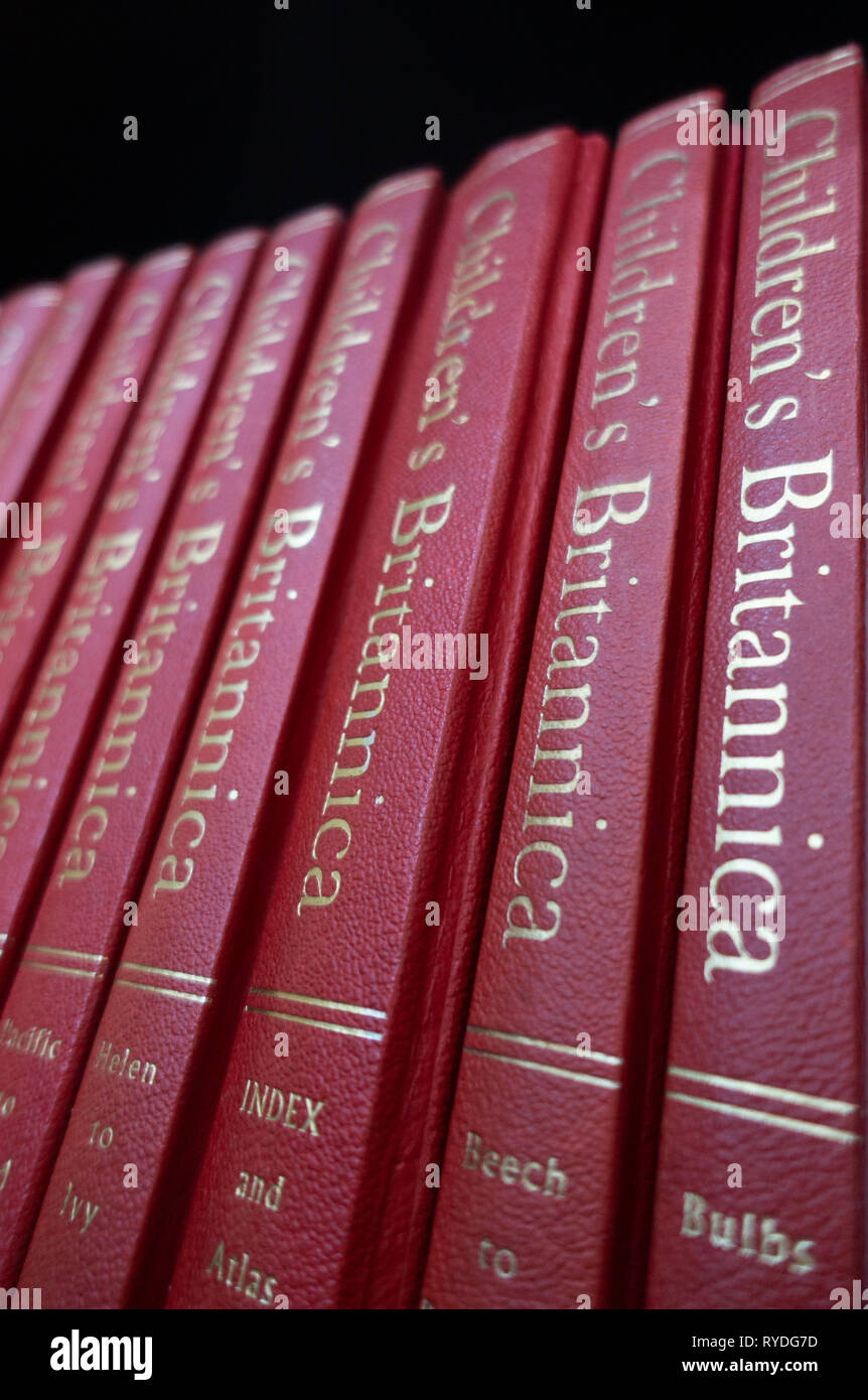 Set of Childrens Encyclopedia Britannica Red books Stock Photo Alamy