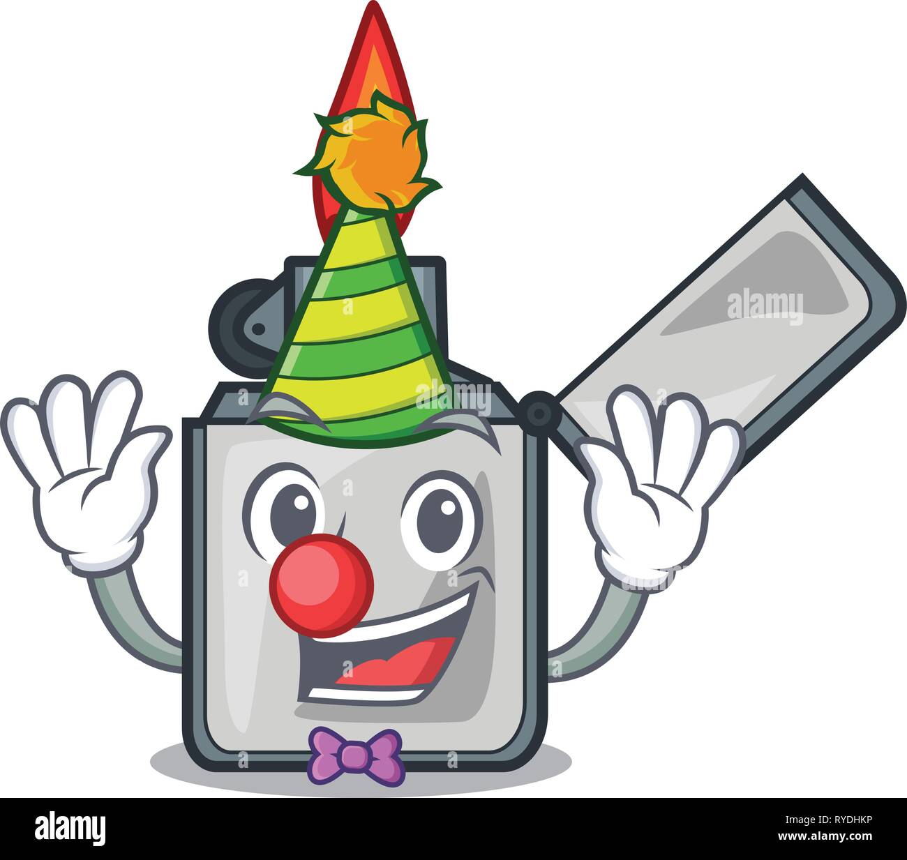 Clown cigarette lighters are placed cartoon bags Stock Vector