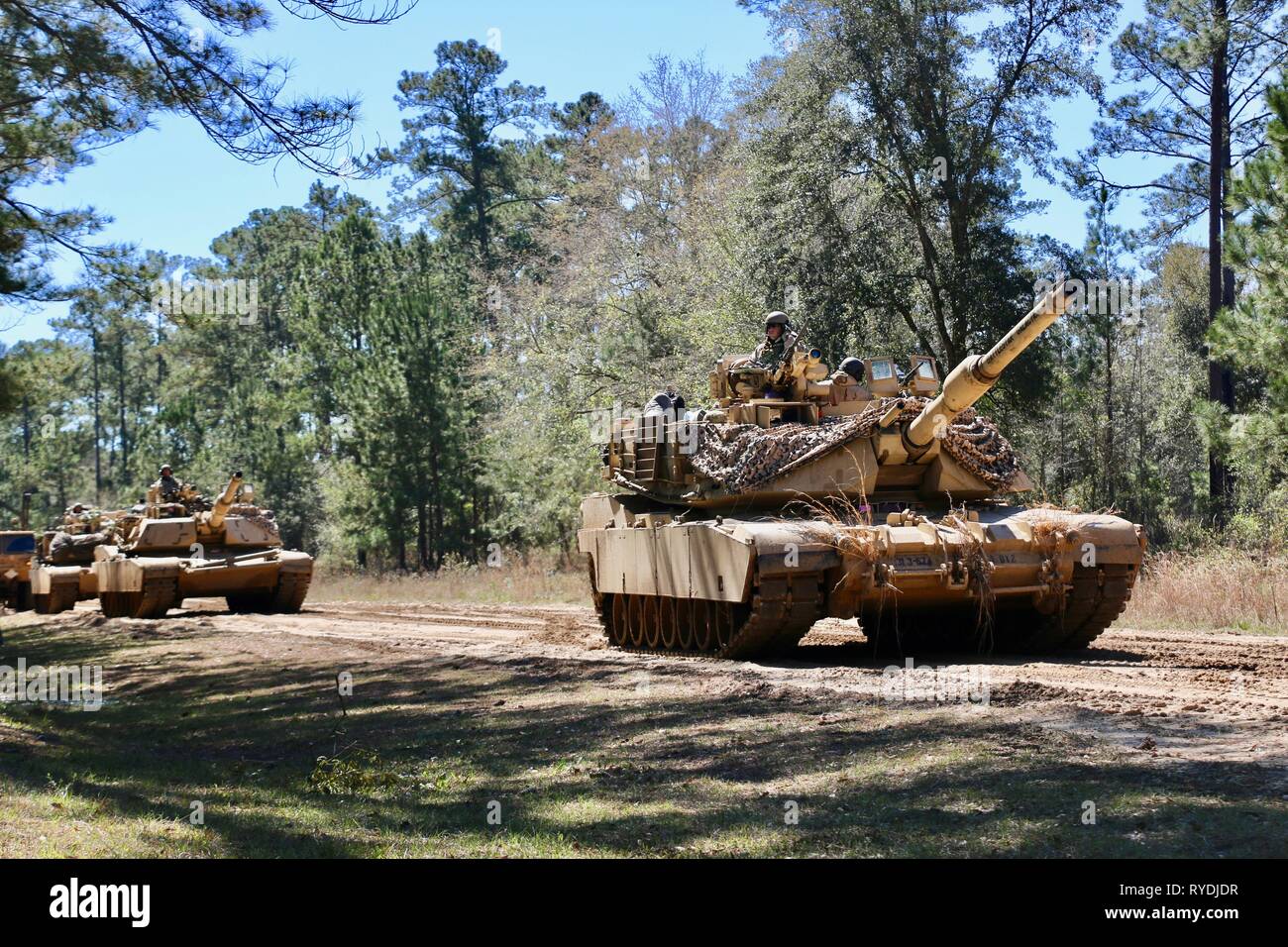 M1A1 Abrams main battle tanks assigned to 3rd Battalion, 67th Armored Regiment, 2nd Armored