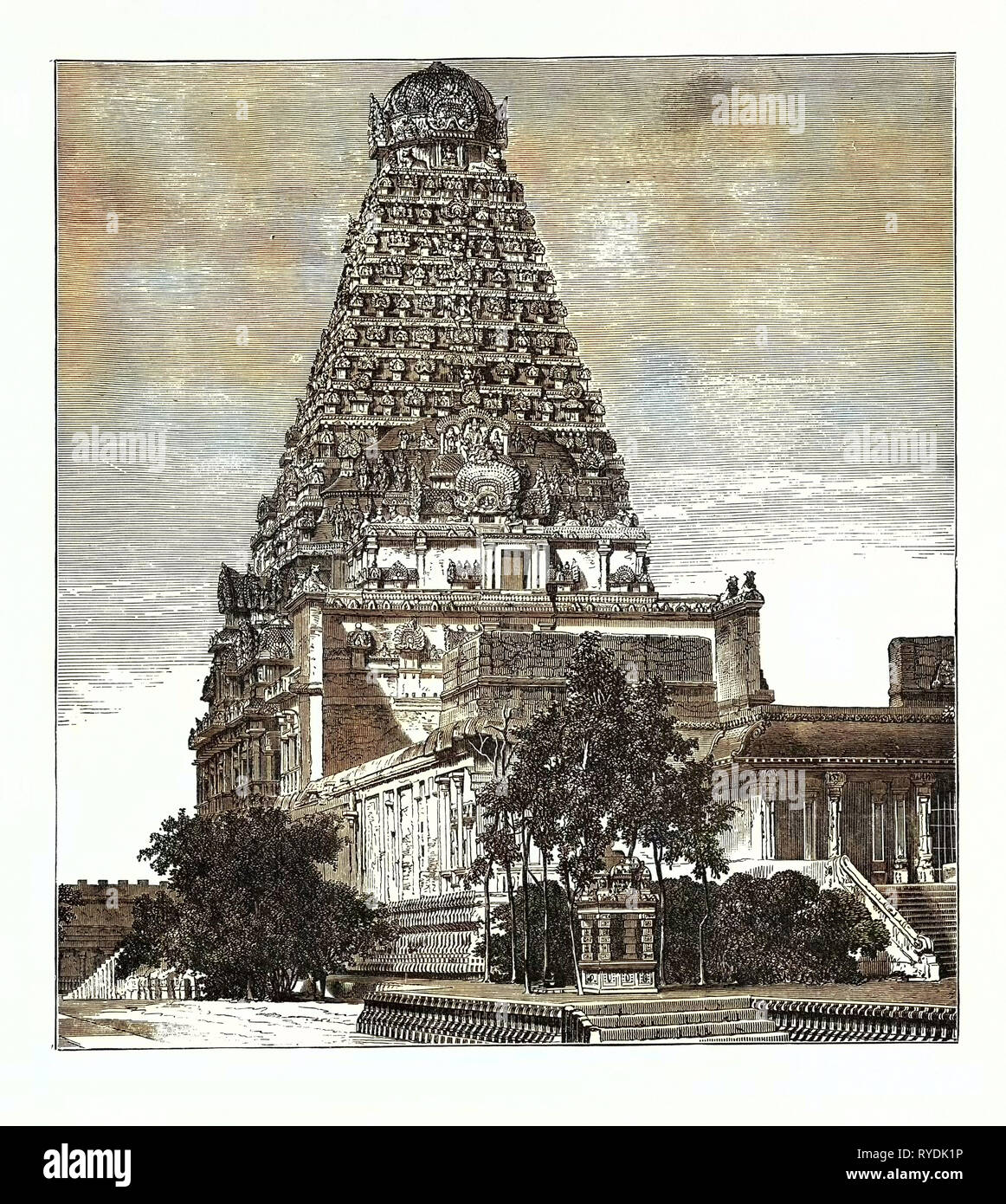 A Pagoda At Tanjore Drawing by English School - Pixels Merch
