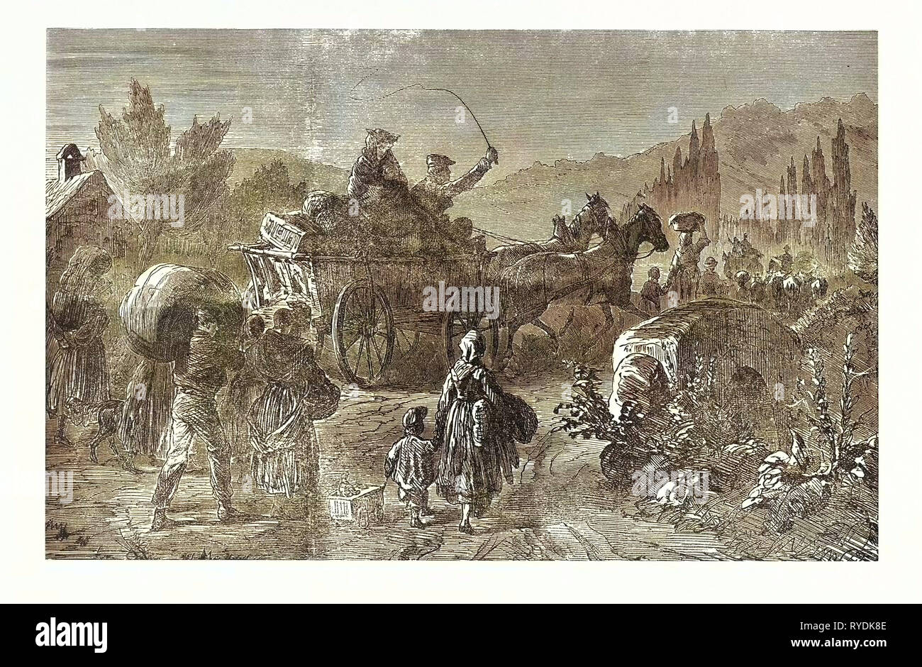Franco-Prussian War: French Peasant Families on the Run, France Stock Photo