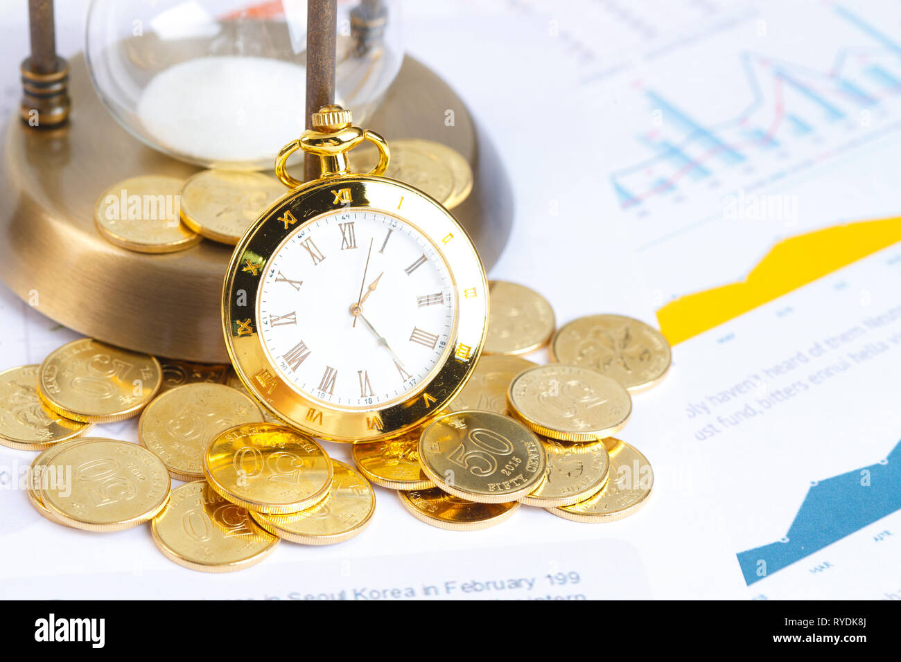 The hourglass and clock Stock Photo - Alamy
