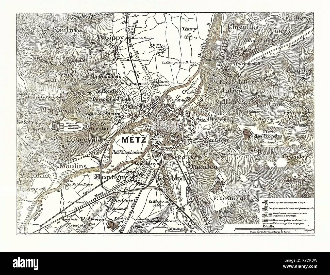 FrancoPrussian War Plan of the Fortress of Metz and Environment