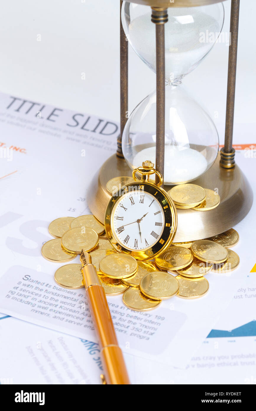 The hourglass and clock Stock Photo Alamy