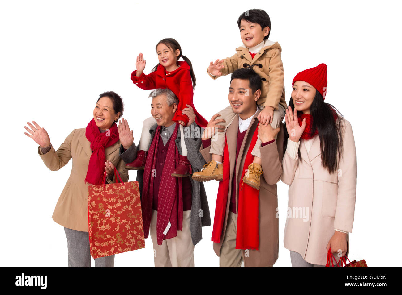 Happy family shopping in the New Year Stock Photo