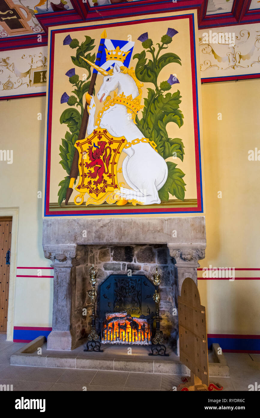 Fireplace in the King's Bedchamber, Stirling Castle, Stirlingshire, Scotland, UK Stock Photo