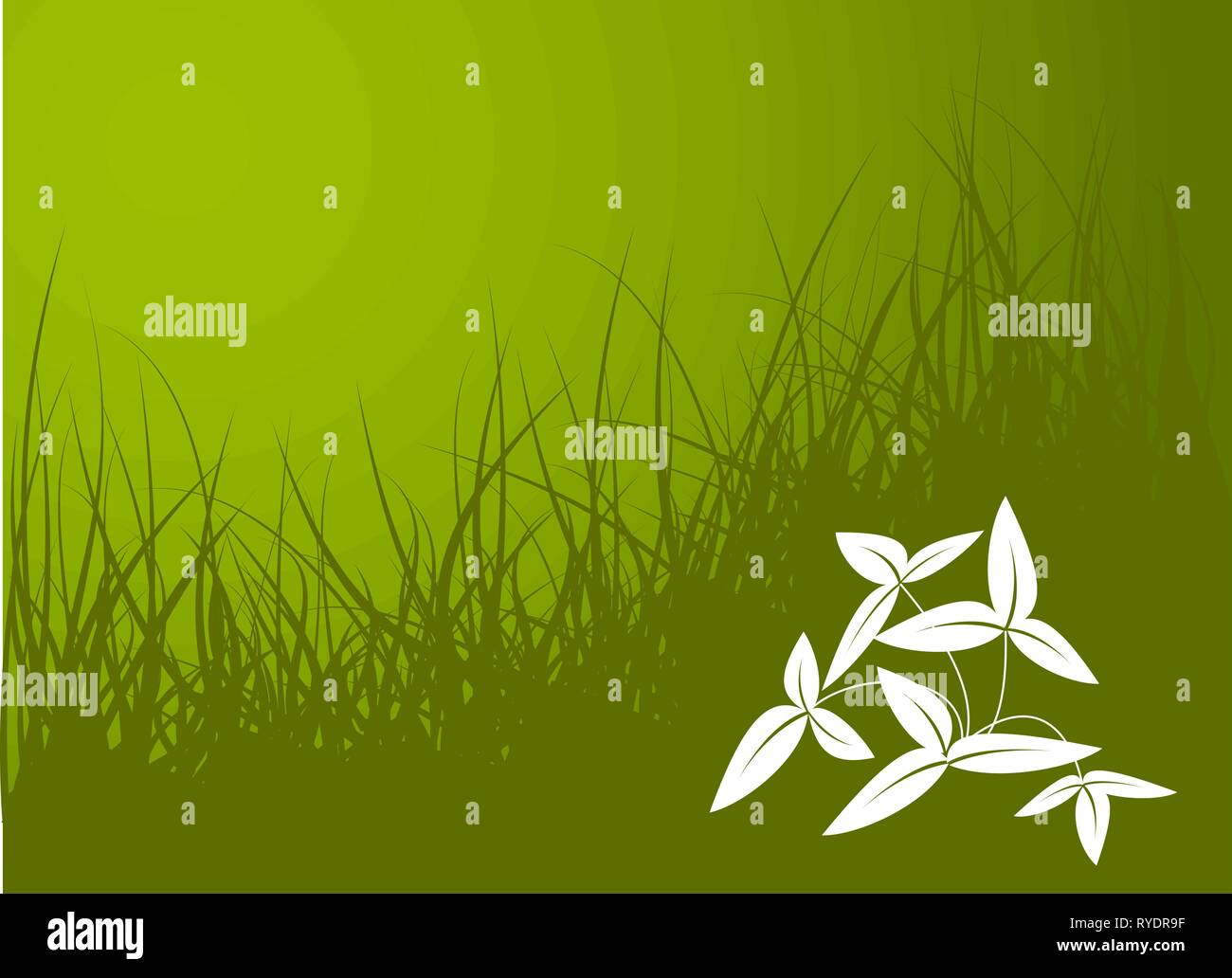 Green vector grass background with white flower Stock Vector Image ...