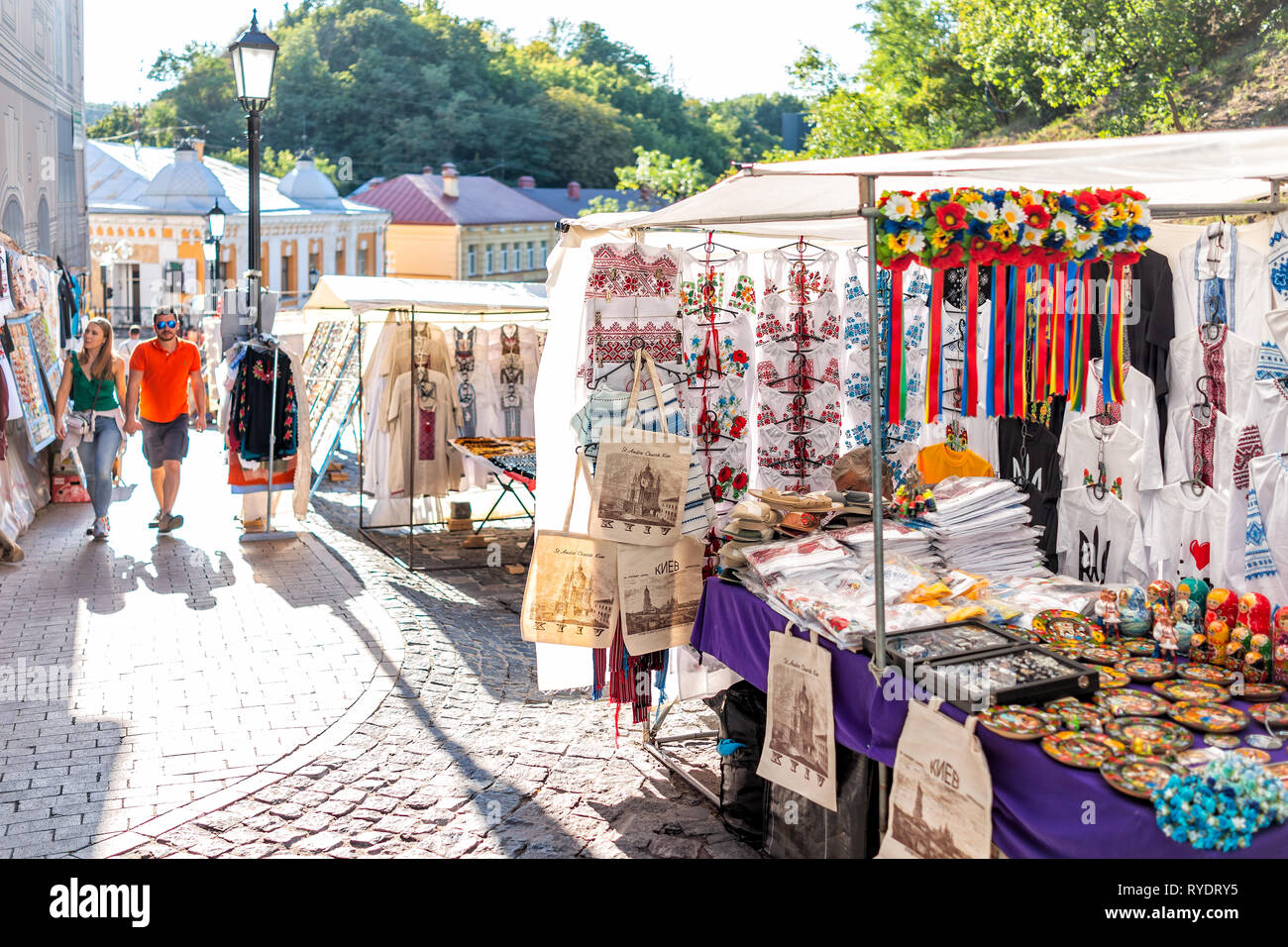 Kyiv, Ukraine August 10, 2018 Andriyivskyy Uzviz Descent with people