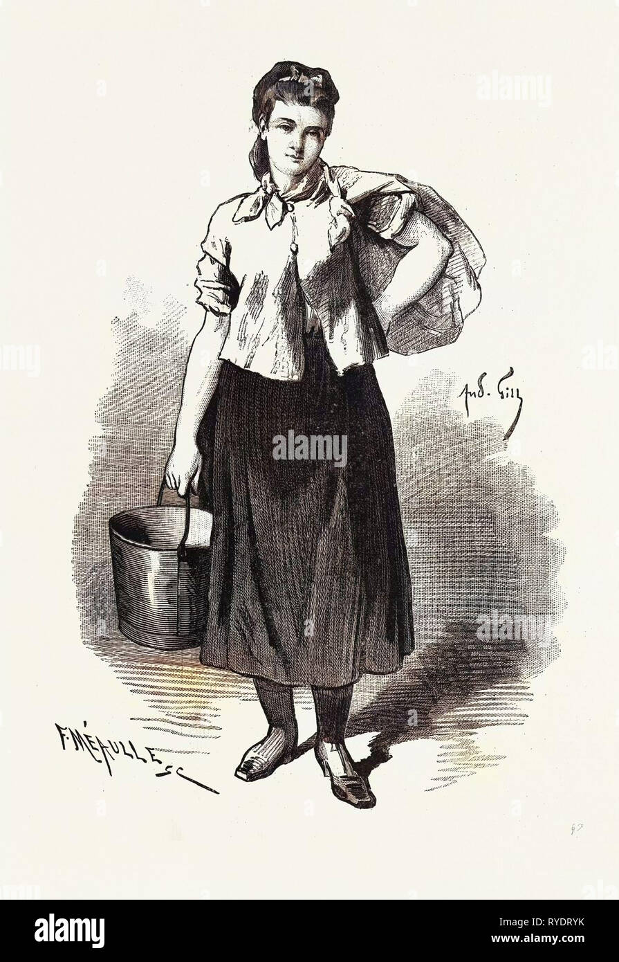 L'Assommoir, Gervaise, Emile Zola, 19th Century, Woman Carrying a Bucket Stock Photo