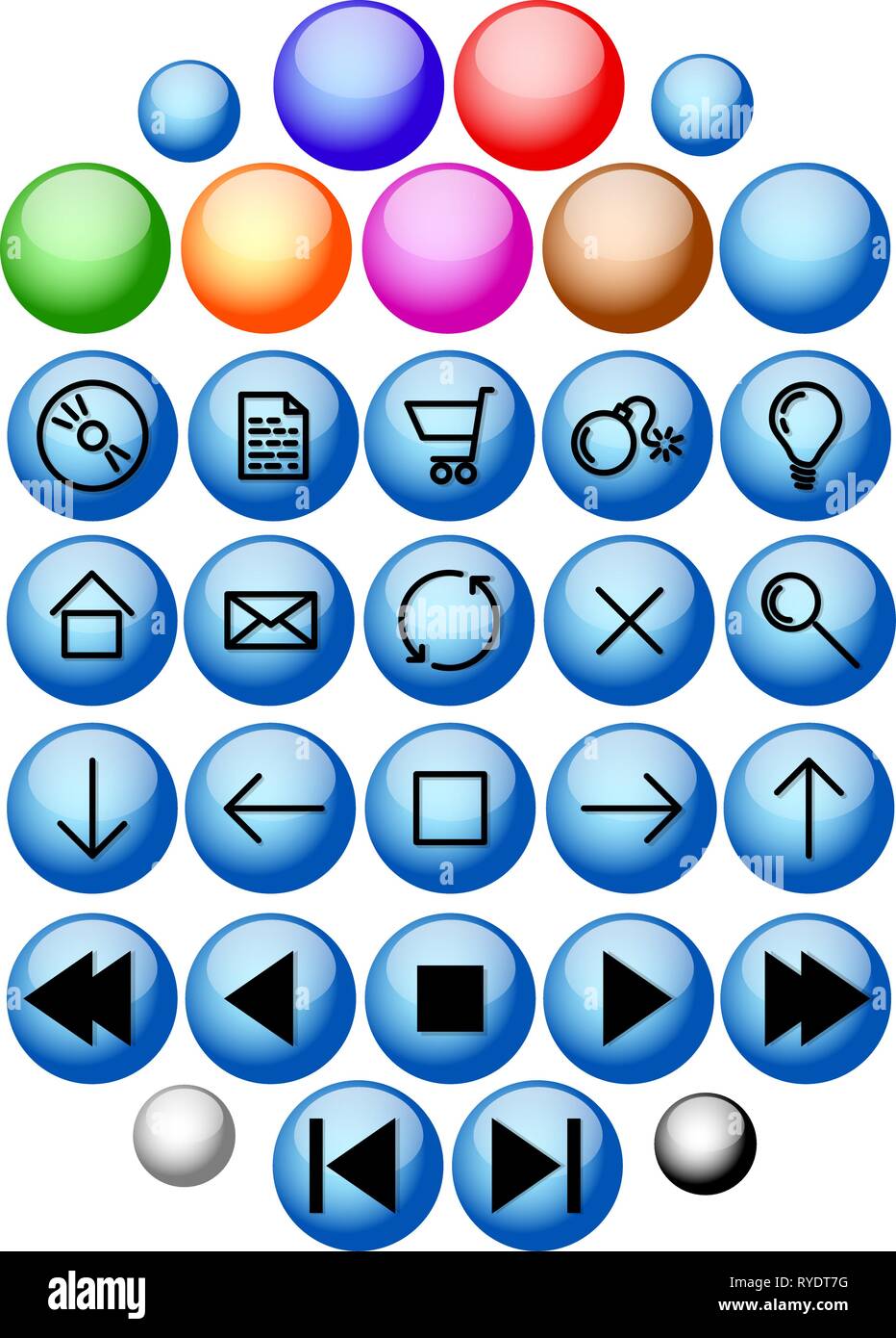 Set of vector glass buttons Stock Vector