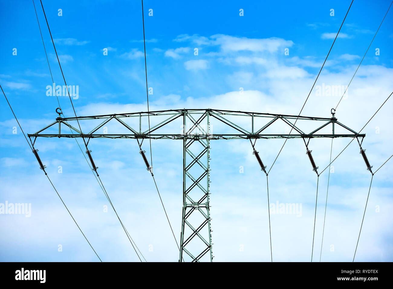 electricity transportation with hgh voltage wire on pylon Stock Photo ...