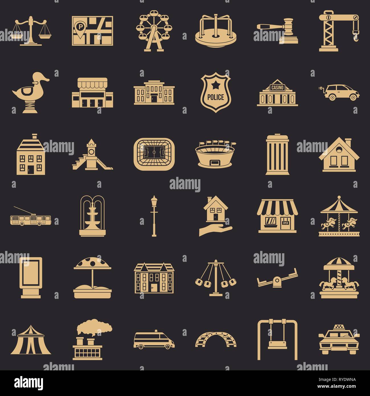 City architecture icons set, simple style Stock Vector Image & Art - Alamy