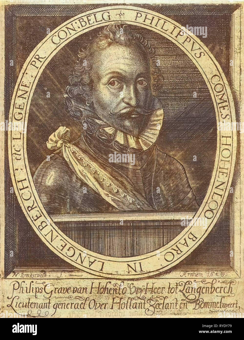 Portrait of Philip Count zu Hohenlohe Langenburg, Herman Breckerveld, Anonymous, 1626 Stock Photo