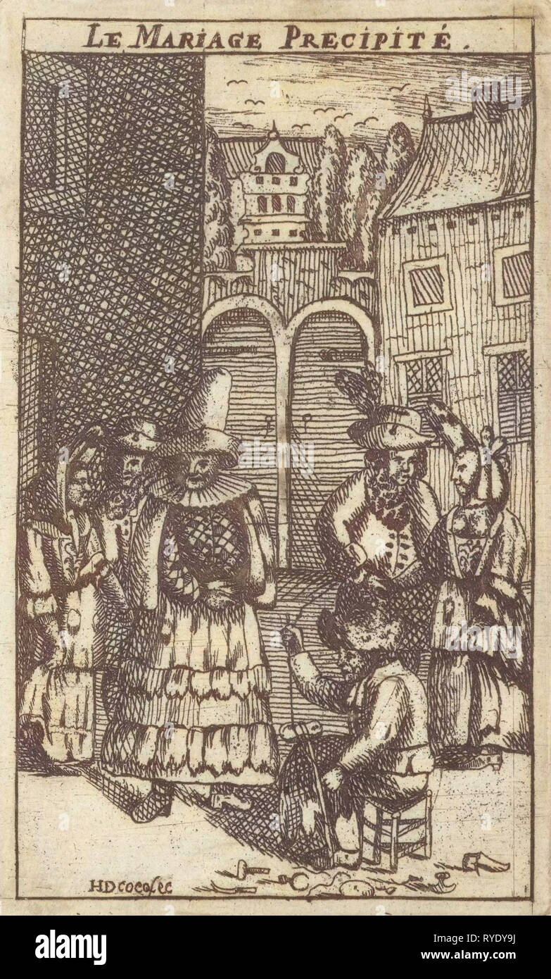 Shoemaker at work, H. de Cocq, 1713 Stock Photo
