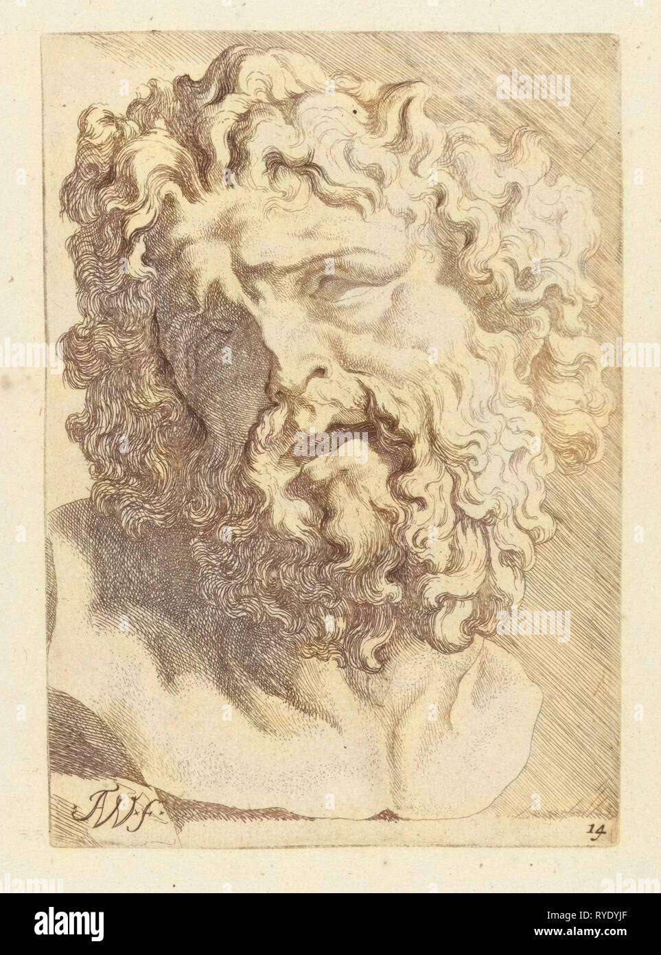 Head of Laocoön, Augustinus Terwesten (I), 1672 - 1711 Stock Photo