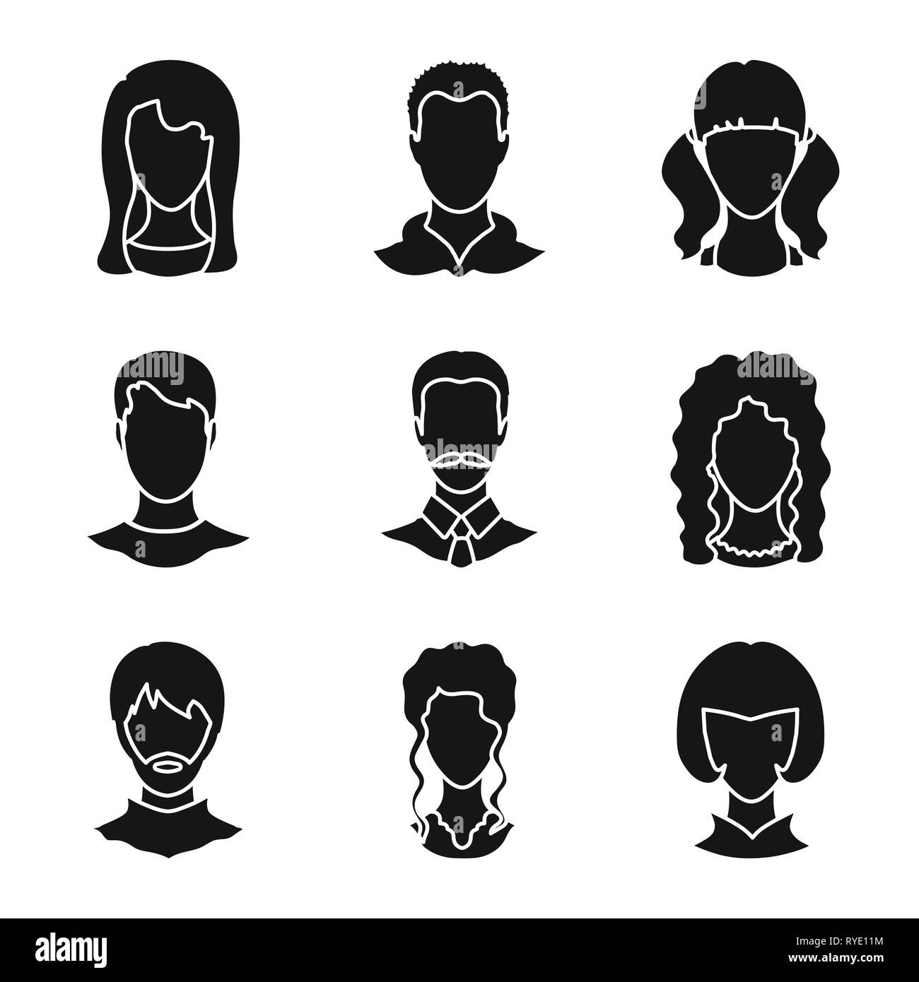 Isolated object of character and profile sign. Collection of character and dummy vector icon for stock. Stock Vector