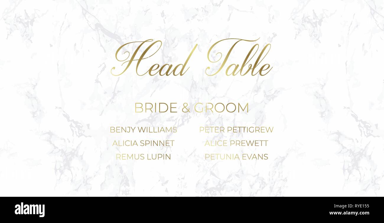 Head Table Bride and groom template. Gray marble Stock Vector