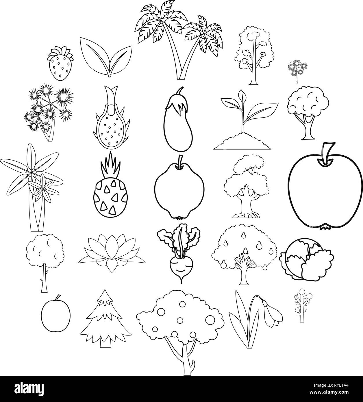 Harvest plants icons set, outline style Stock Vector Image & Art - Alamy