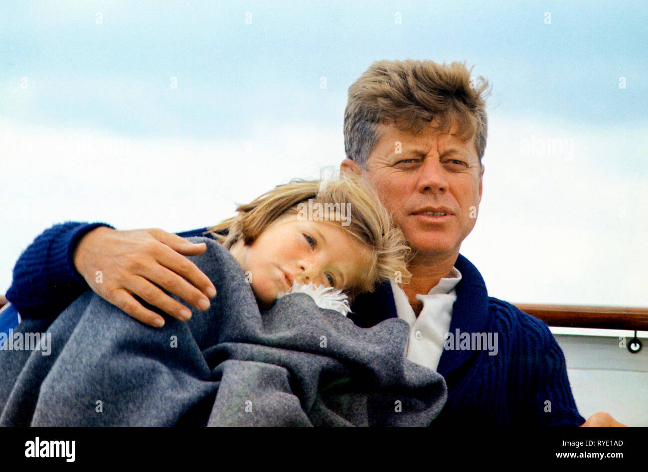 JFK with Caroline on the Honey Fitz, 1963 Stock Photo