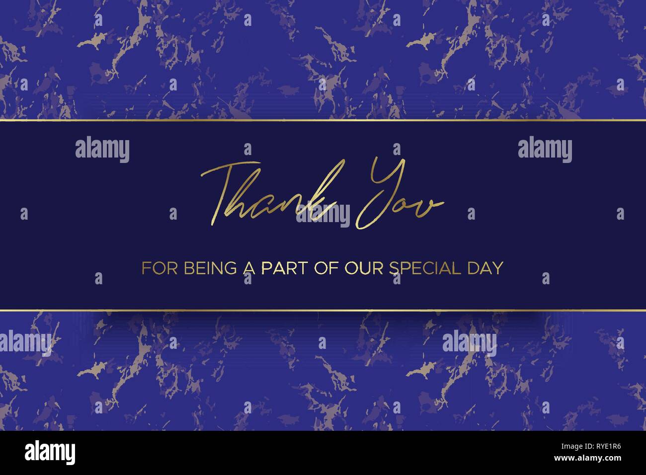 Design of Thank you card template. Marble texture. Stock Vector