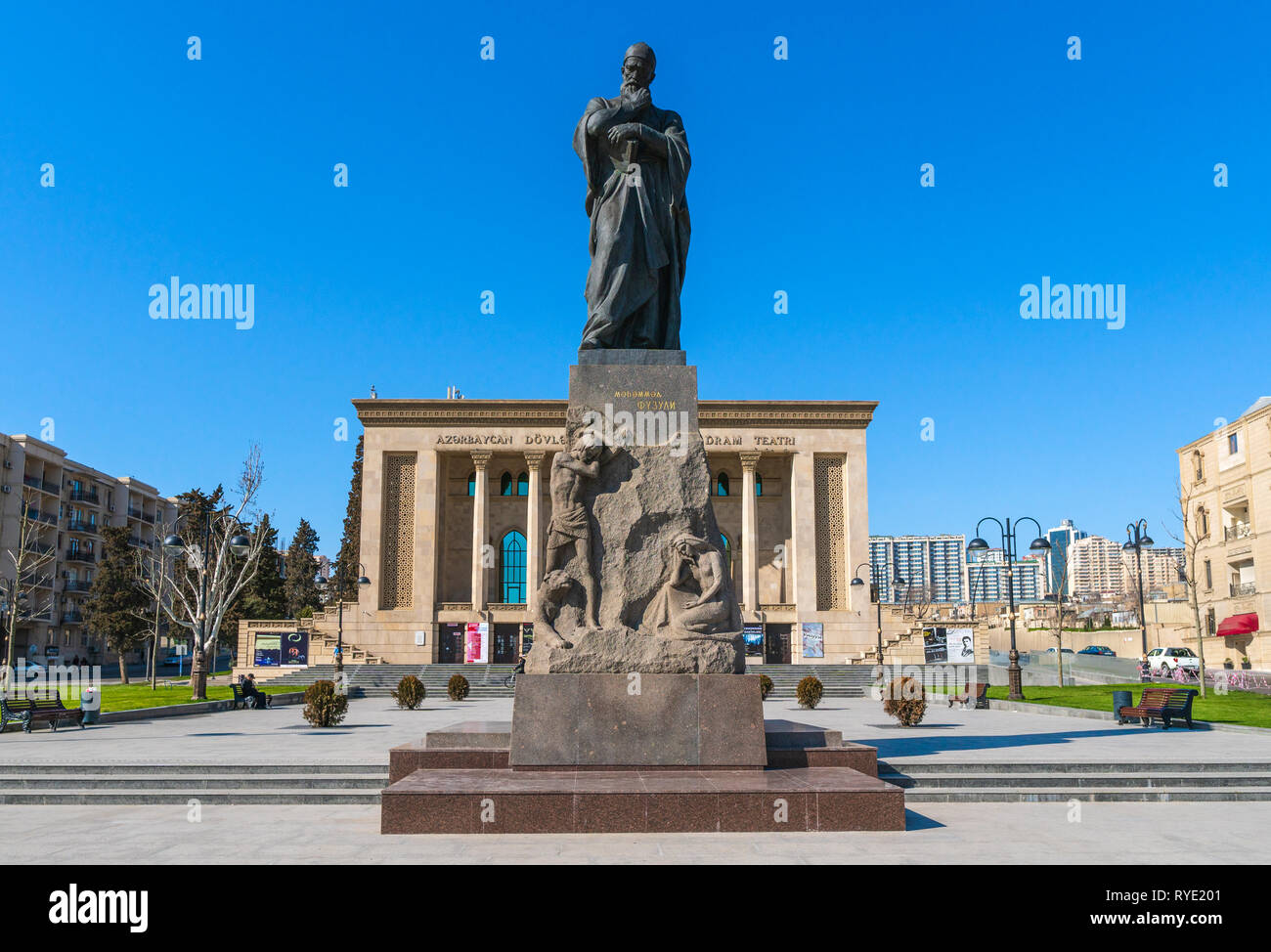 Azerbaijan, Baku, March 12, 2019 Monument to the poet Mohammad Fizuli Stock Photo