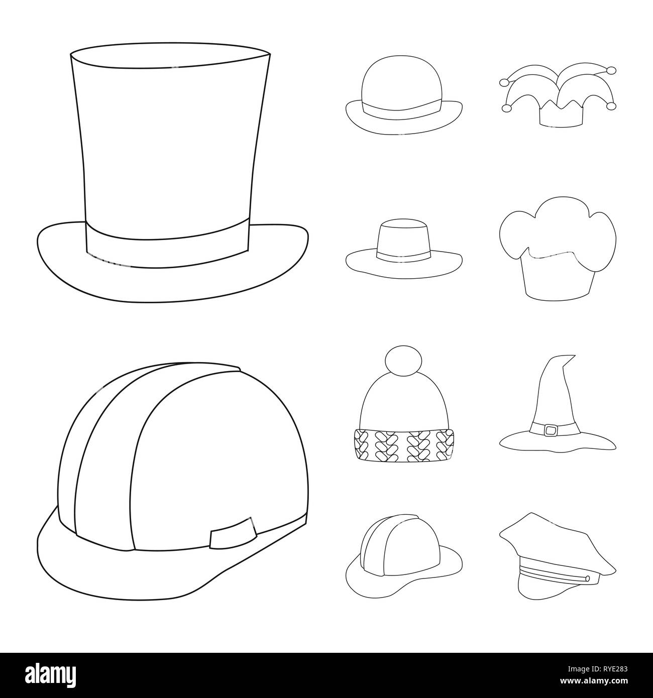 Vector illustration of headgear and napper icon. Set of headgear and helmet vector icon for stock. Stock Vector