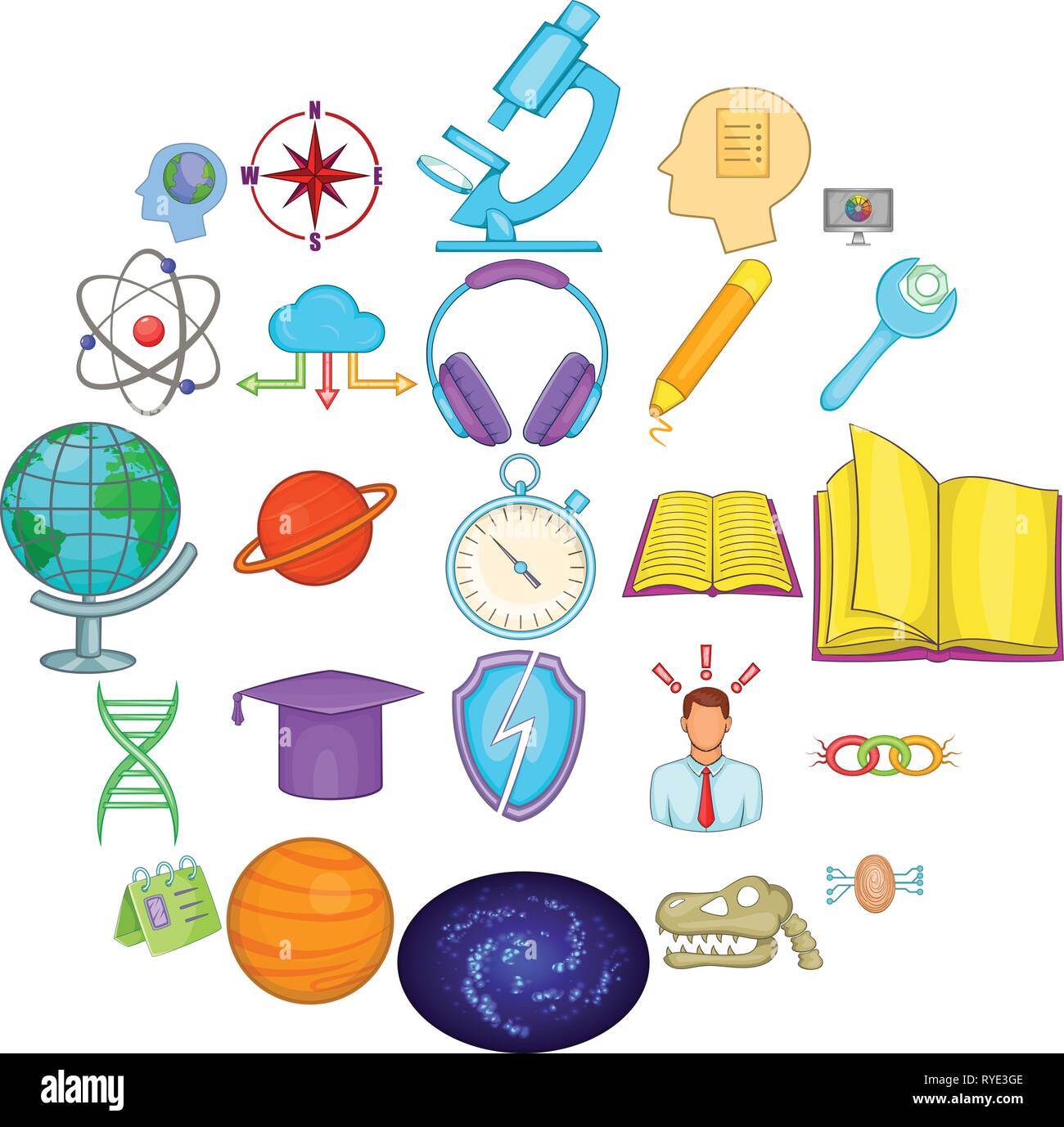 Brainstorm icons set, cartoon style Stock Vector