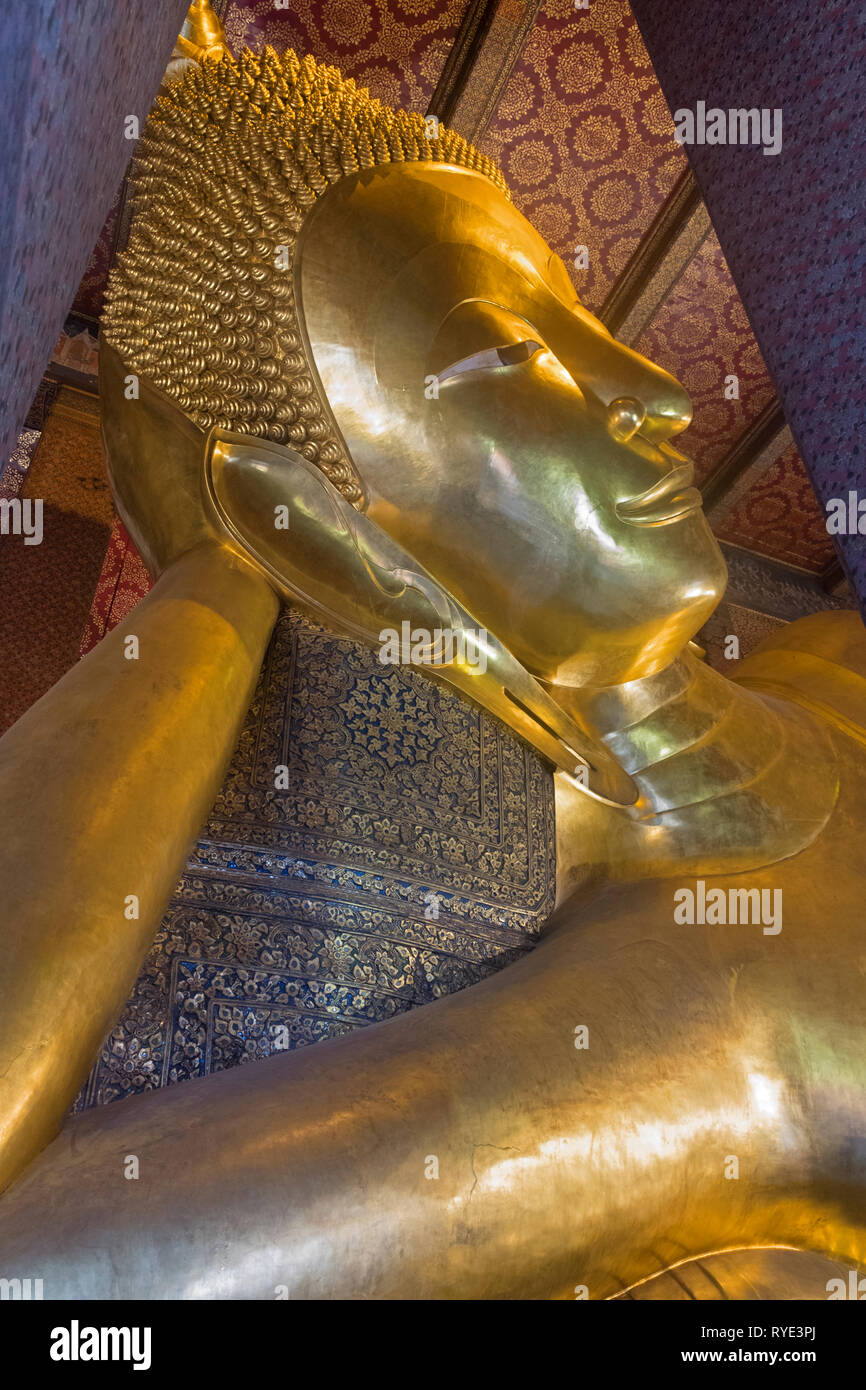 Reclining Buddha Wat Po Bangkok Thailand Stock Photo