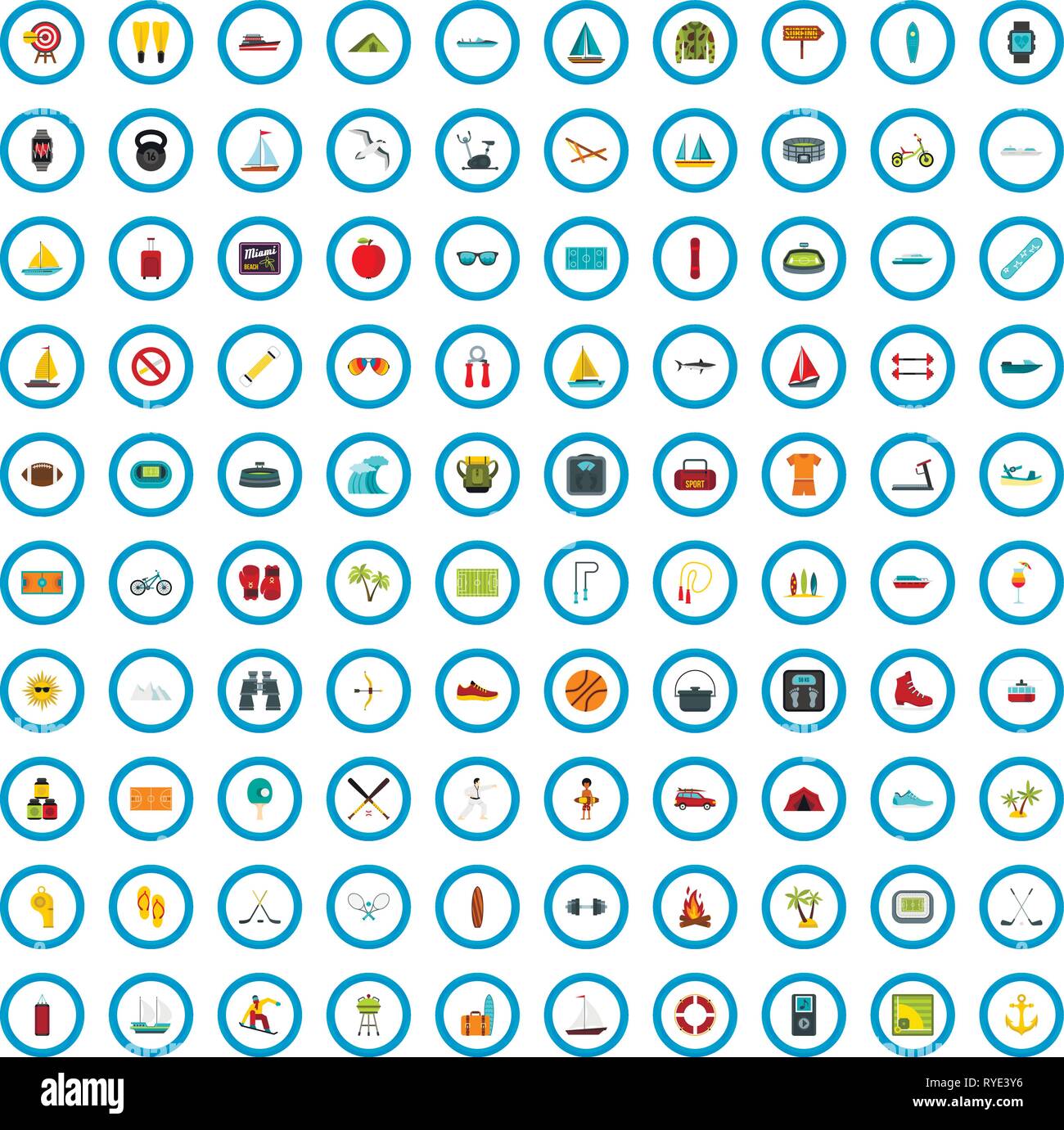 100 fitness skill icons set, flat style Stock Vector Image & Art - Alamy