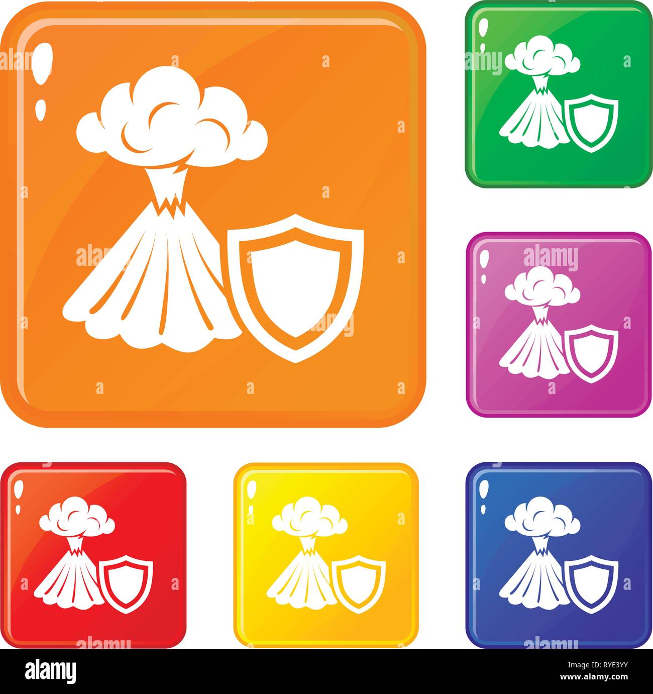Volcano protection icons set vector color Stock Vector Image & Art - Alamy