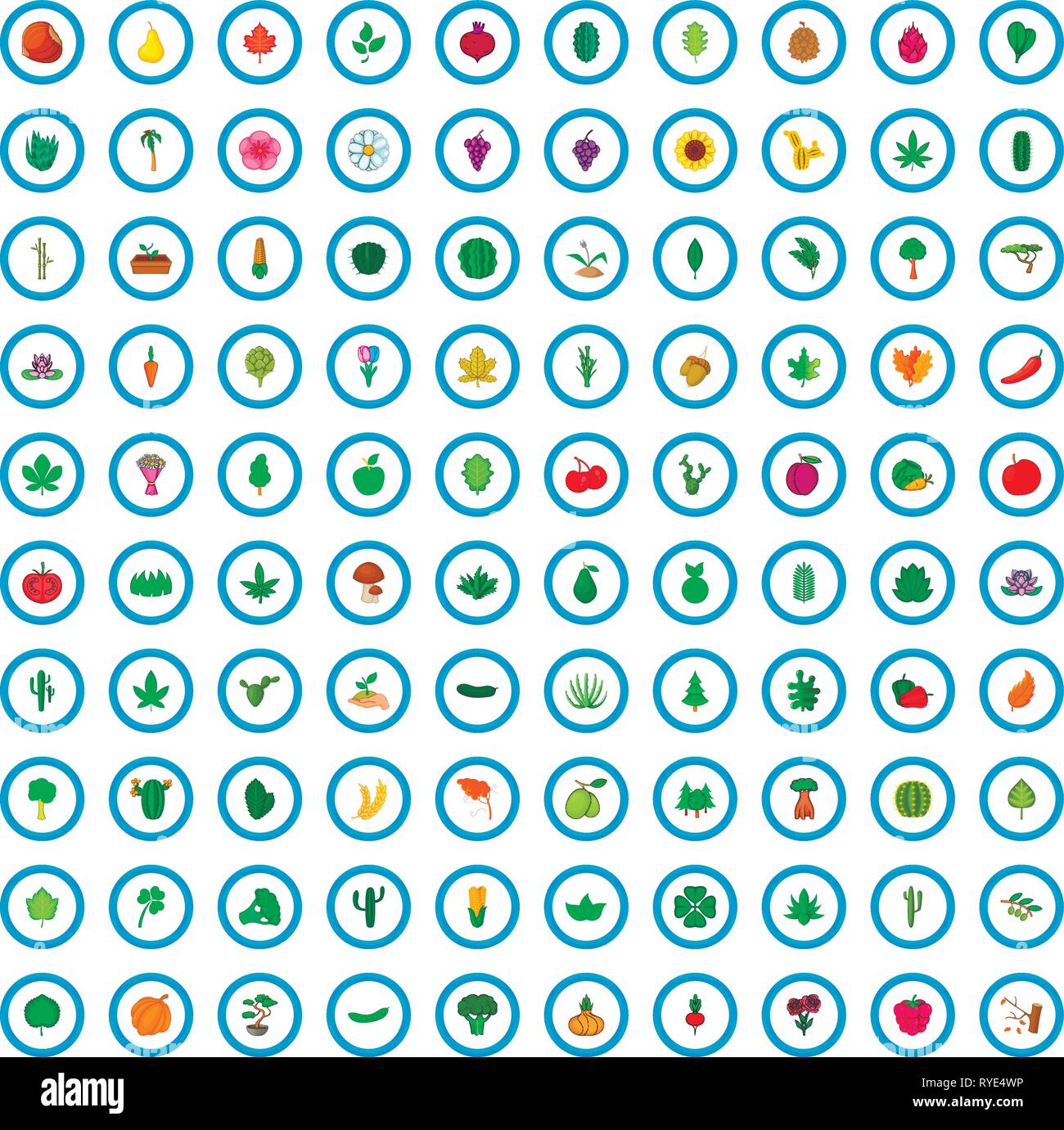 100 flora icons set, cartoon style Stock Vector Image & Art - Alamy