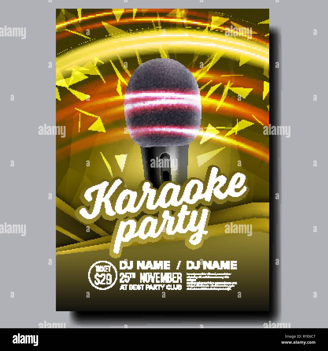 Karaoke Poster Vector. Party Flyer. Karaoke Music Night. Radio Microphone.  Retro Concert. Club Background. Mic Design. Disco Banner. Voice Equipment  Stock Vector Image & Art - Alamy