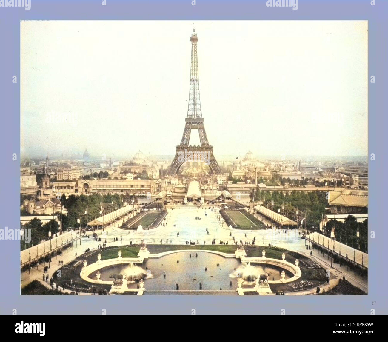 Eiffel Tower and Champ De Mars Seen from Trocadéro Palace, Paris Exposition, 1889 Stock Photo