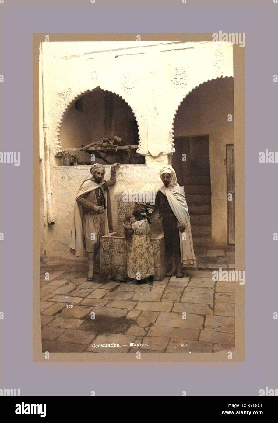 Constantine, Moors, Algiers, the Neurdein Photographs of Algeria Including Byzantine and Roman Ruins in Tébessa and Thamugadi, Mosques, Shrines, Public Buildings, Palaces, and Street Scenes in Mostaganem, Biskra, Algiers, Tlemcen, Constantine, Oran, and Sidi Bel Abbès, and the Cathedral at Carthage. Portraits of Algerian People Include Berbers, Ouled Naïl Women, and Prisoners in Annaba. Tunisian Views Include Mosques, Buildings, and Street Scenes in Tunis Stock Photo