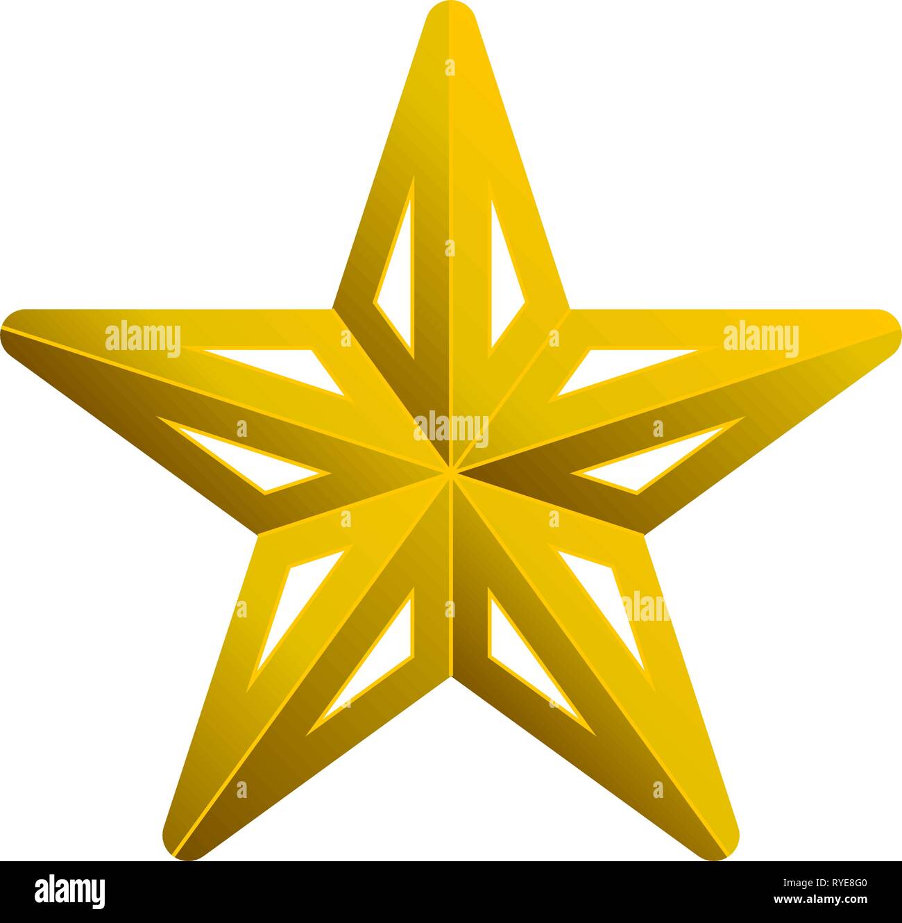 Star symbol icon - golden gradient 3d, 5 pointed rounded, isolated ...