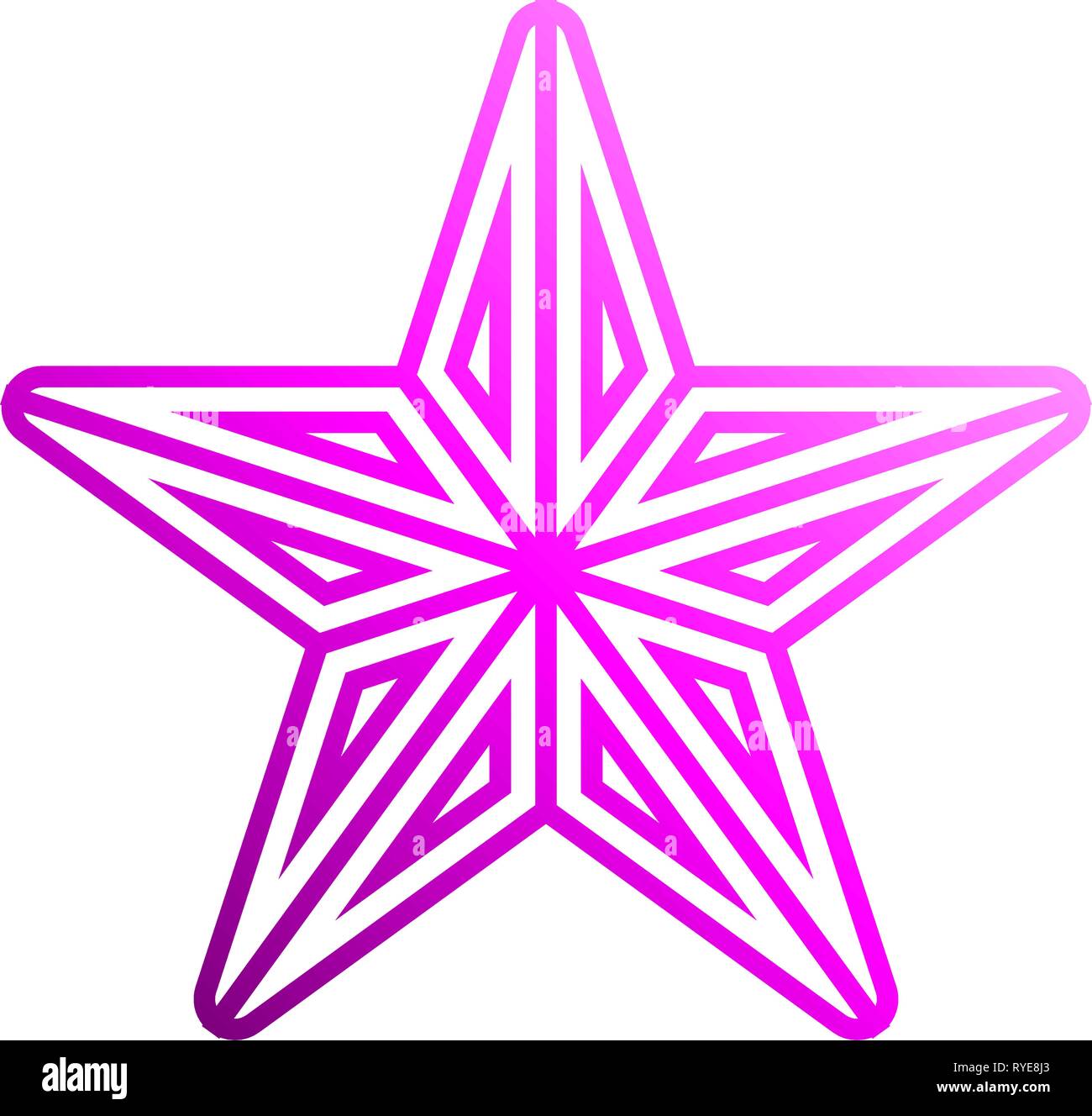 Star symbol icon - purple gradient outline, 5 pointed rounded, isolated ...