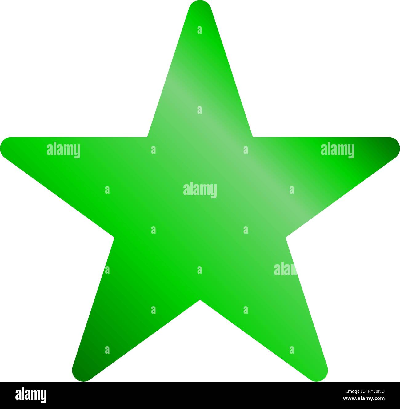 Star symbol icon - green gradient, 5 pointed rounded, isolated - vector ...