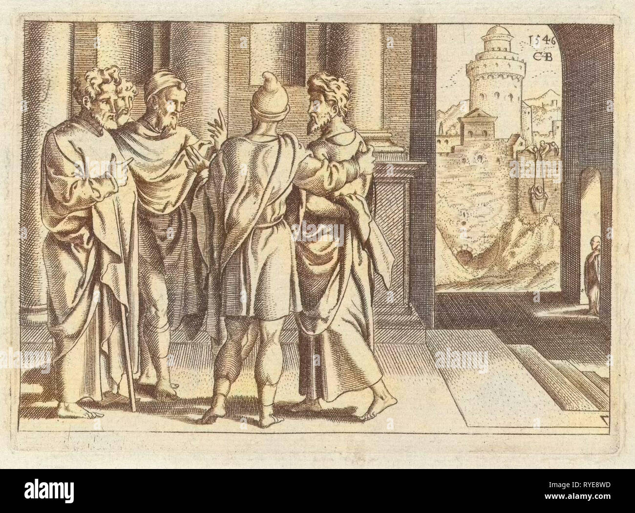 brings Paul to the apostles Barnabas, Cornelis Bos, 1546 Stock Photo