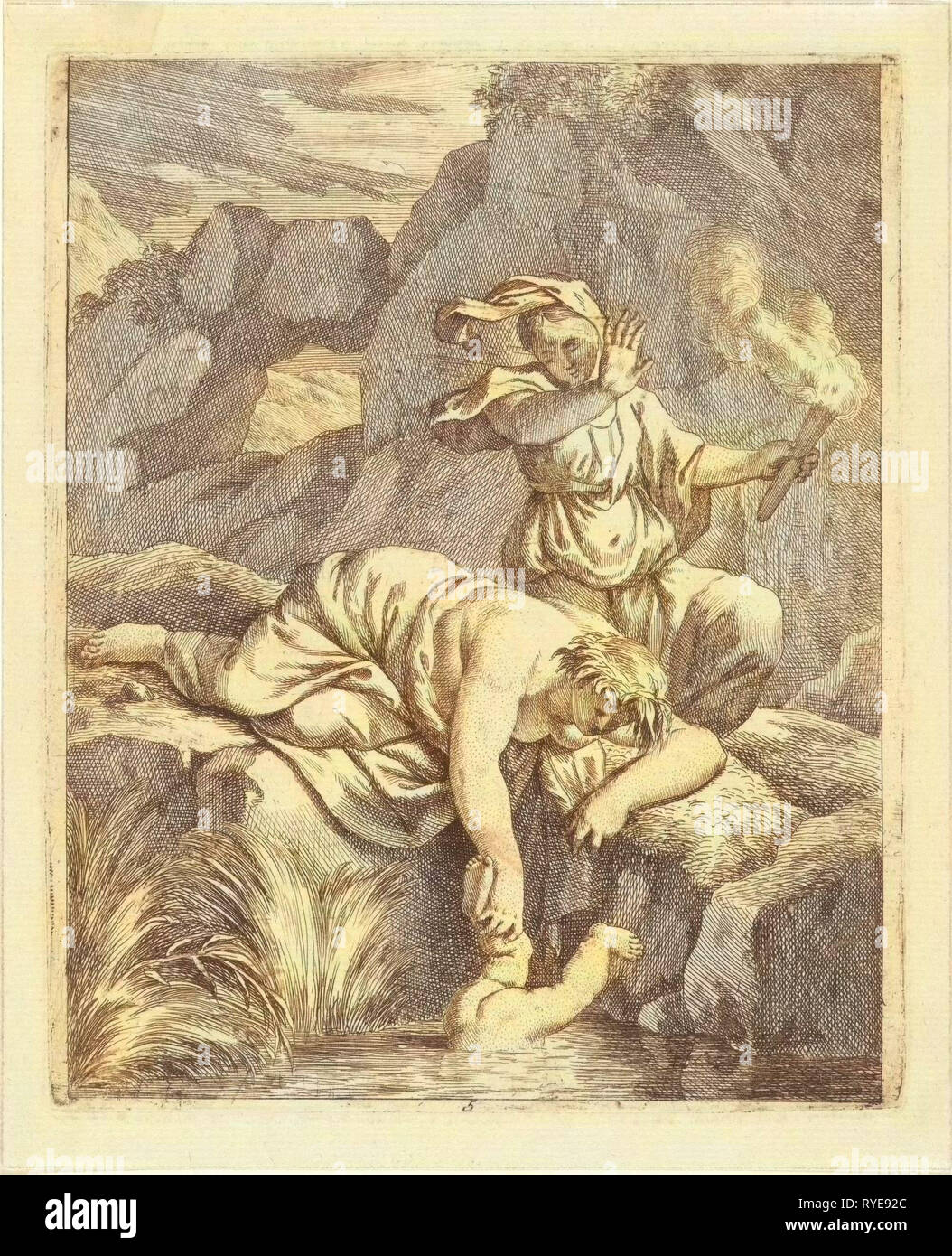 Thetis dips Achilles in the Styx, J. Alexander Janssens, Victor Honoré Janssens, c. 1700 Stock Photo