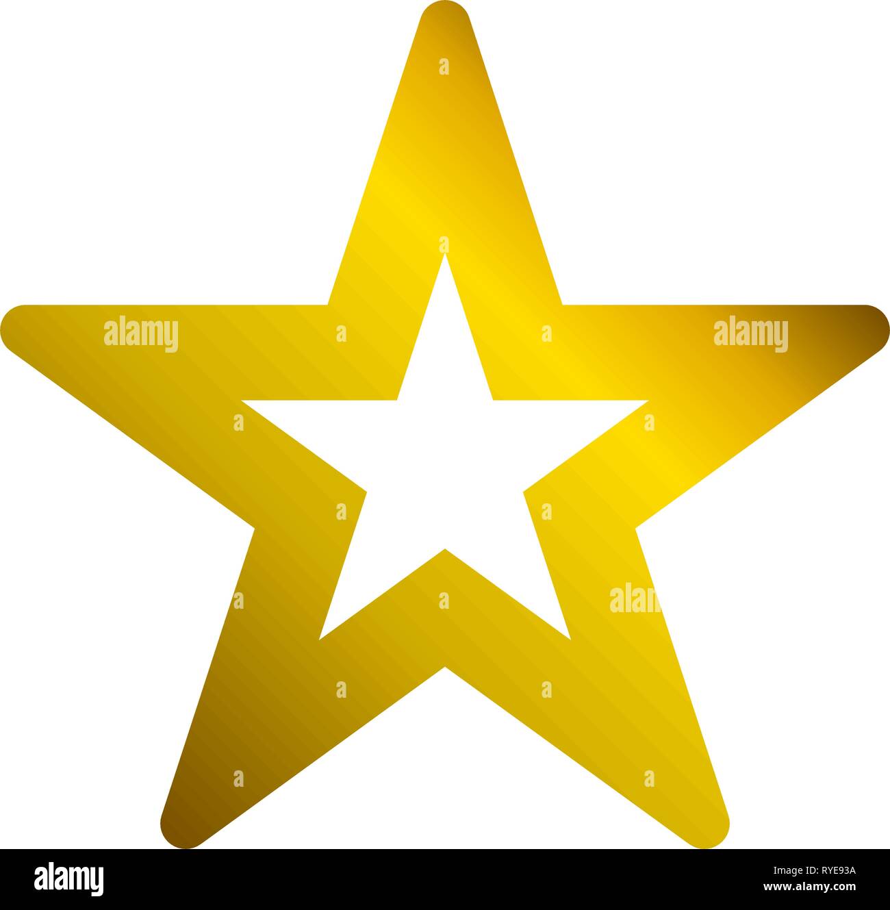 Star symbol icon - golden hollow gradient, 5 pointed rounded, isolated ...