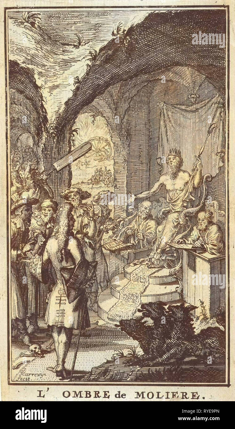 Molière for the judges of Pluto, Jacobus Harrewijn, 1683 Stock Photo
