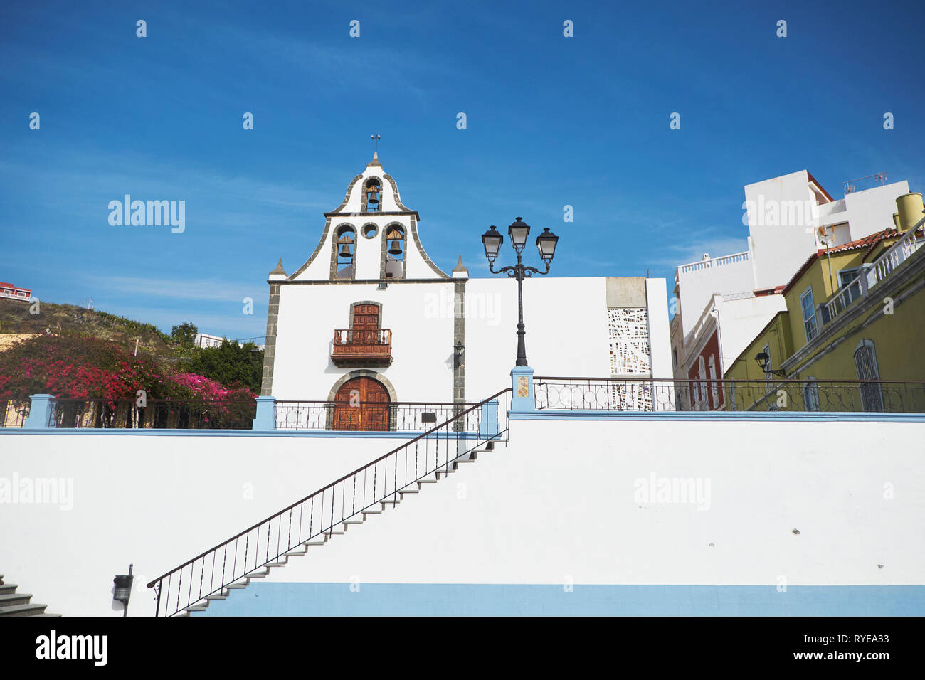 village church, Tijarafe, La Palma, Canary Islands,, Europe Stock Photo