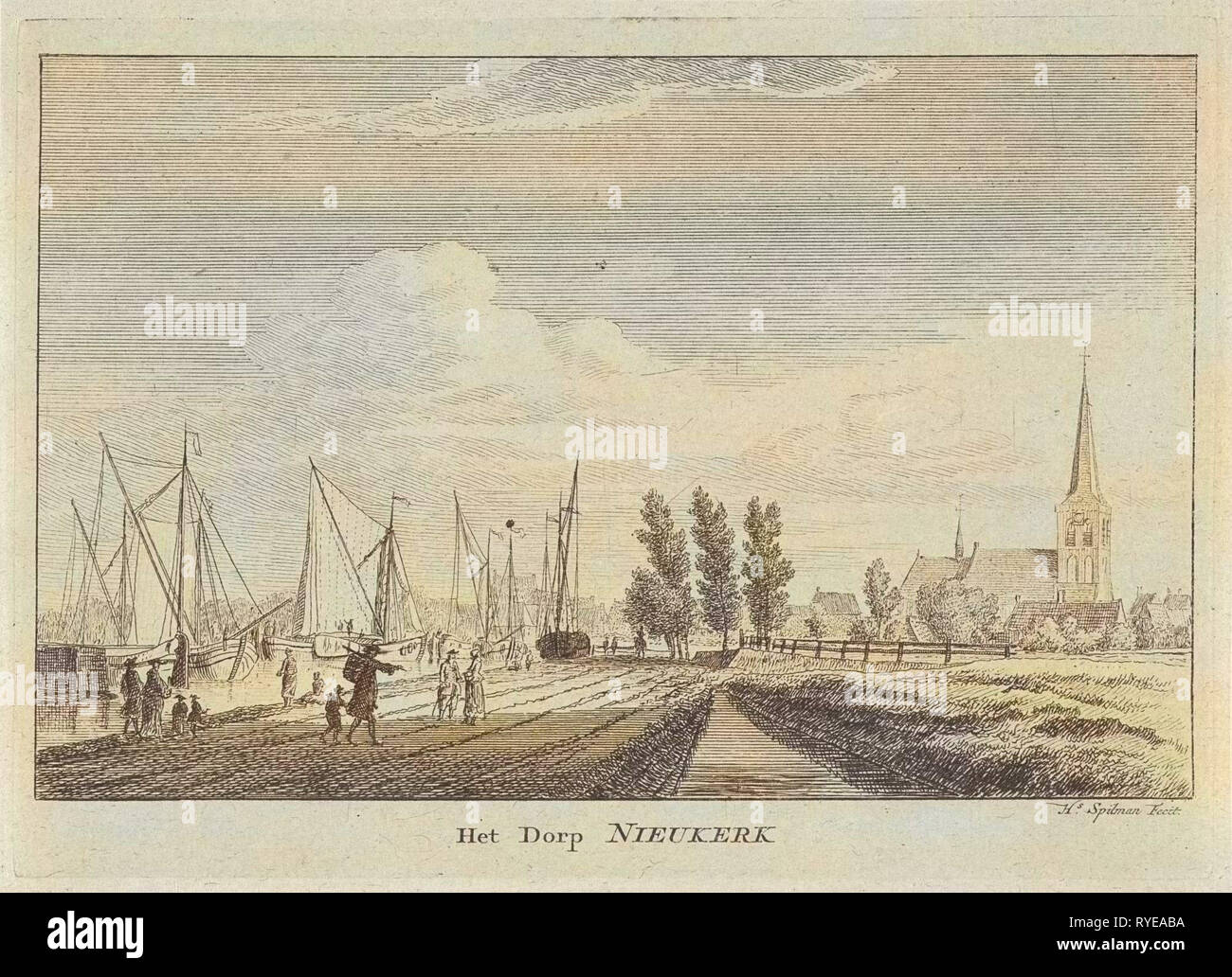 View aan den IJssel, The Netherlands, print maker: Hendrik Spilman, 1742 - 1784 Stock Photo