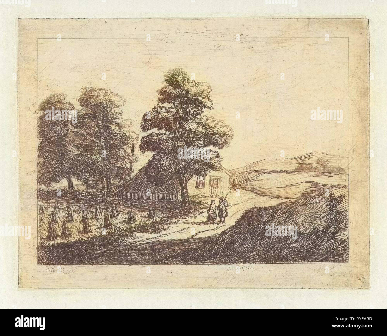 Hilly landscape, David van der Kellen (II), 1814 - 1859 Stock Photo