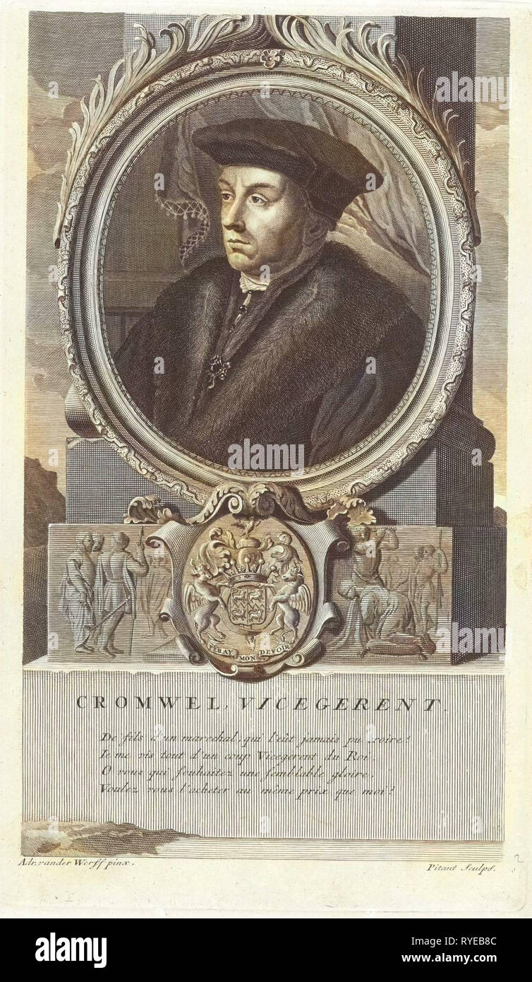 Portrait of Oliver Cromwell, Nicolas Pitau (II), 1680 - 1724 Stock Photo
