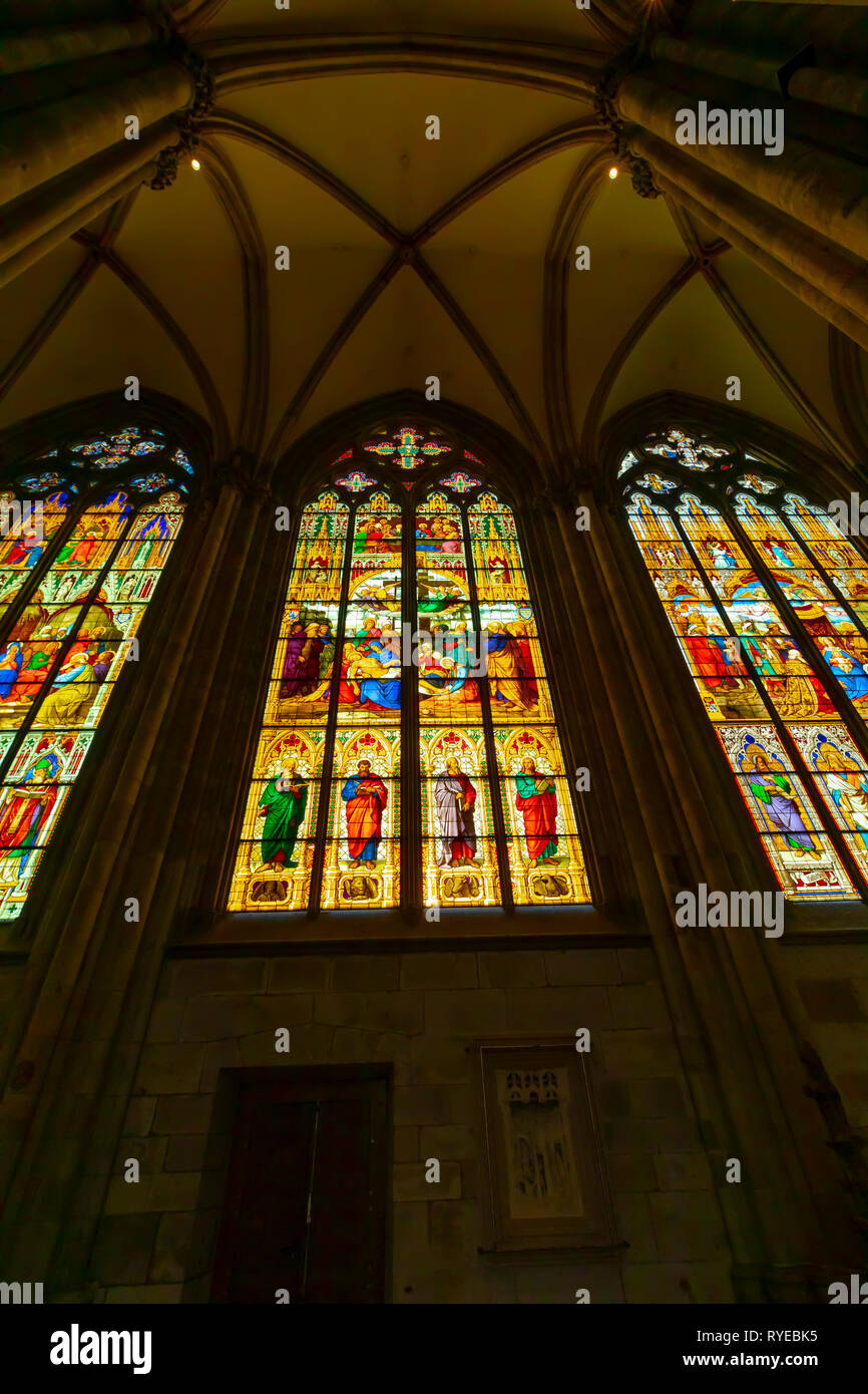 Stained Glass Windows, Cologne Cathedral, Cologne, Germany, Europe