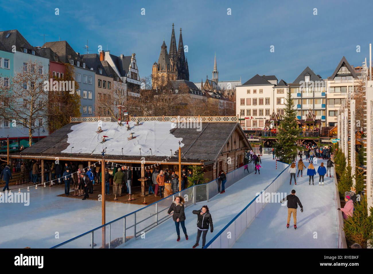 Ice Skating, Cologne Christmas Market, Cologne, Germany, Europe Stock