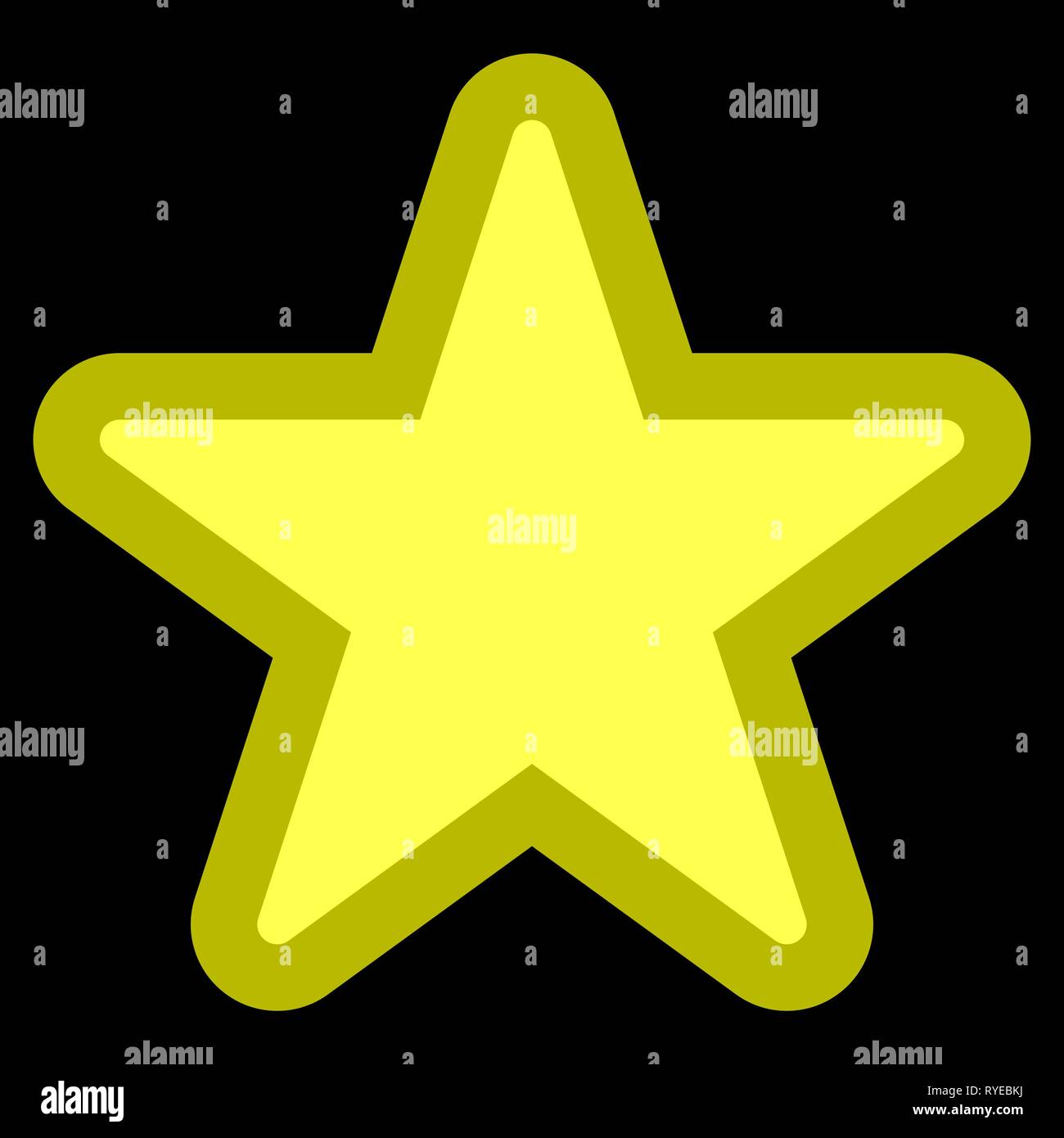 Star symbol icon - yellow simple with outline, 5 pointed rounded ...
