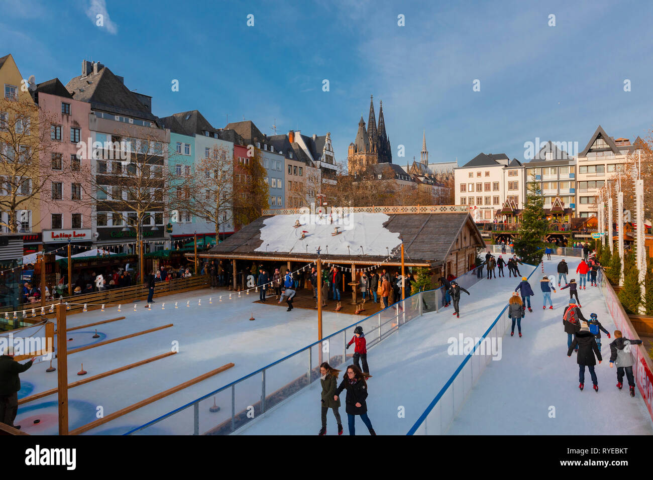 Ice Skating, Cologne Christmas Market, Cologne, Germany, Europe Stock